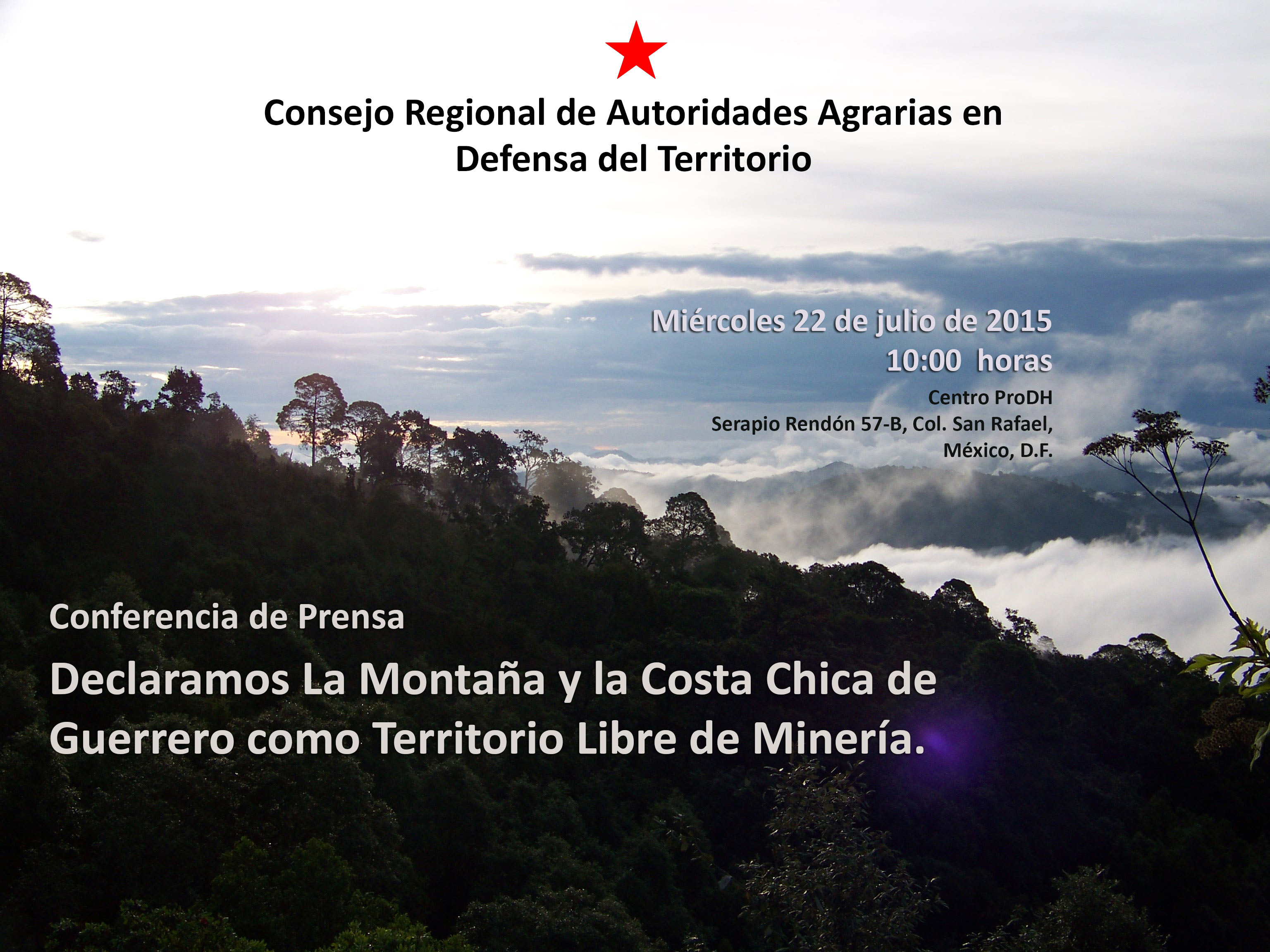 INVITACIÓN | Conferencia de prensa – Declaran autoridades agrarias La Montaña y Costa Chica de Guerrero territorio libre de minería