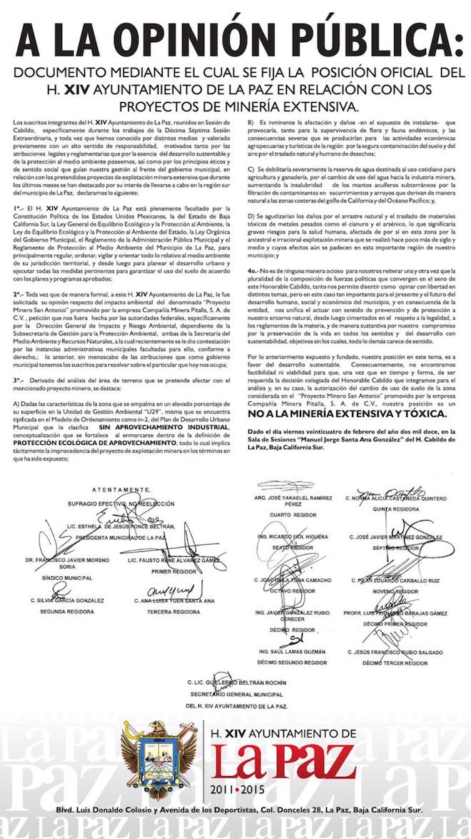 El Cabildo de La Paz pretende aprobar minera ‘Los Cardones’, advierte Esthela Ponce