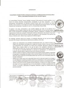 Comunicado.   Comunidades de Ejutla-Ocotlán rechazamos amenazas y condicionamientos de Fortuna Silver Mines y autoridades Municipales de San José del Progreso
