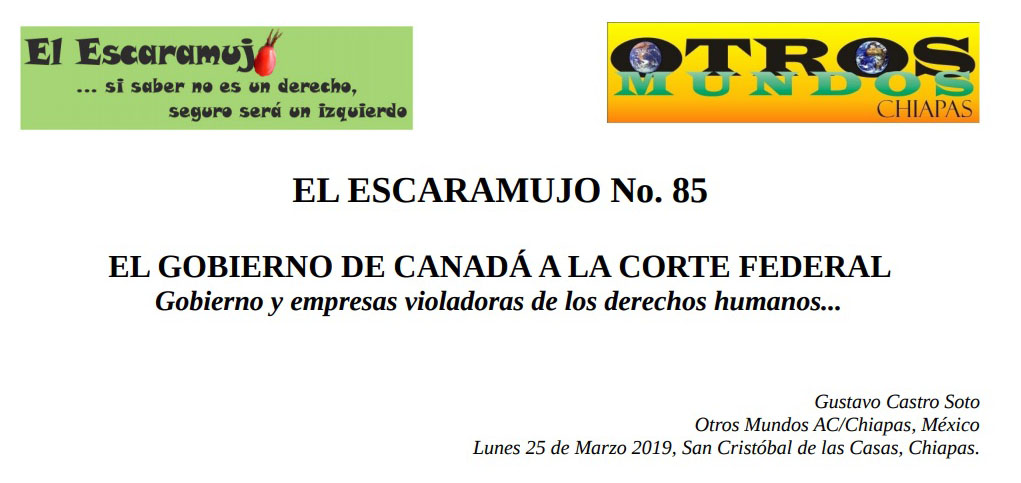 EL ESCARAMUJO 85 EL GOBIERNO DE CANADÁ A LA CORTE FEDERAL