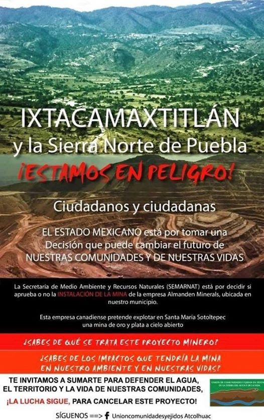 Campaña Ixtacamaxtitlán y la Sierra Norte de Puebla ¡Estamos en peligro!