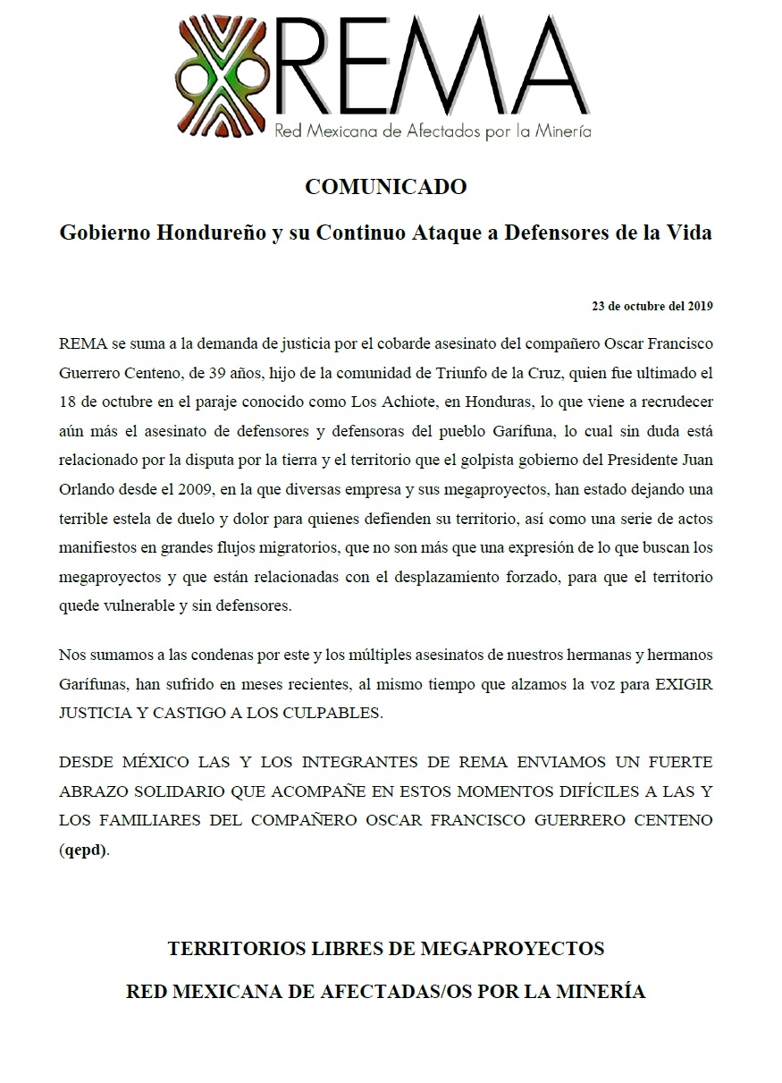 COMUNICADO Gobierno Hondureño y su Continuo Ataque a Defensores de la Vida