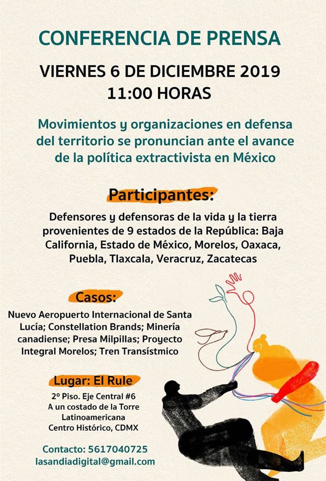 Conferencia de prensa. Movimientos y organizaciones en defensa del territorio se pronuncian ante el avance de la política extractivista en México