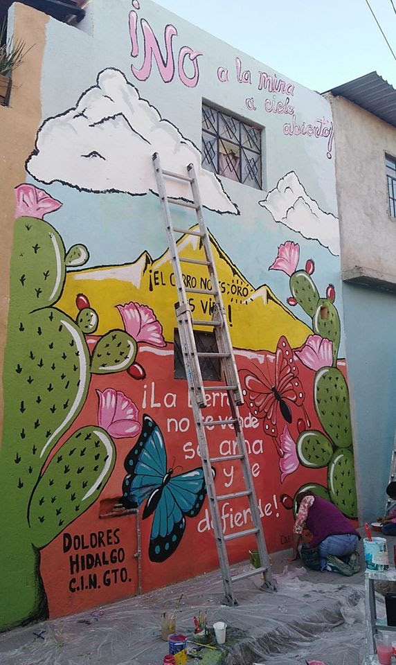 “No a la Mina”, pintan mural en Dolores Hidalgo