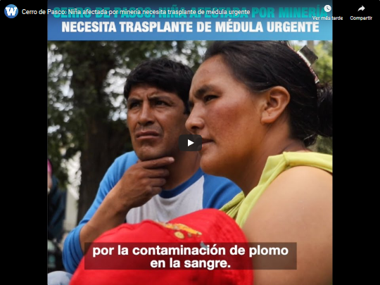 [VIDEO] Cerro de Pasco: Niña afectada por minería necesita trasplante de médula urgente