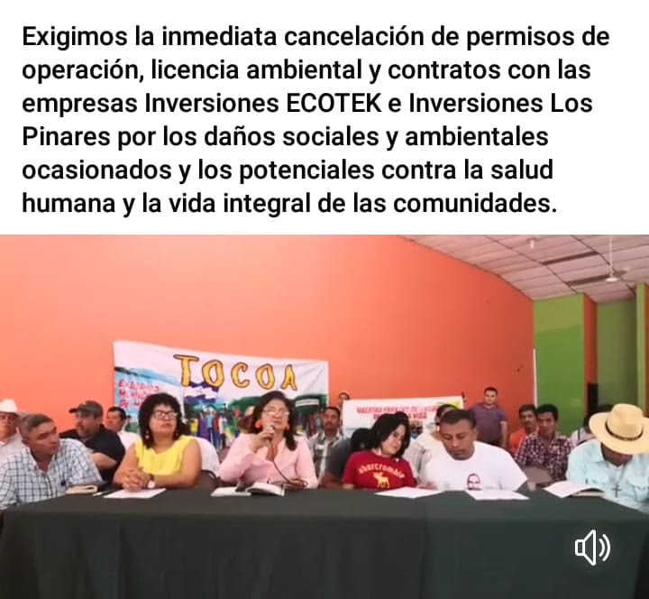 Comunicado público del Comité Municipal de Defensa de los Bienes Comunes y Públicos de Tocoa
