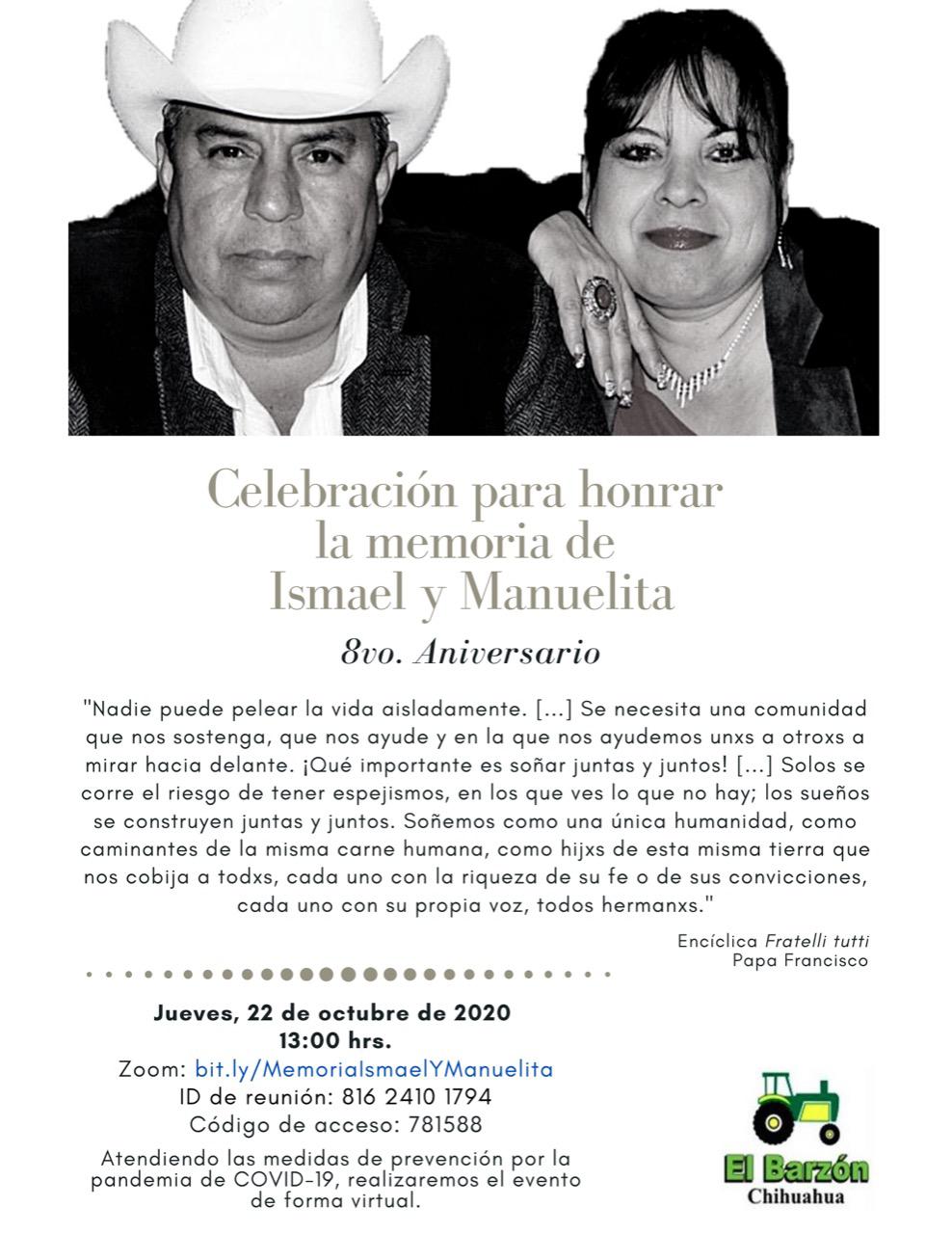 Celebración para honrar la memoria de Ismael y Manuelita