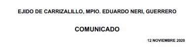 COMUNICADO EJIDO CARRIZALILLO
