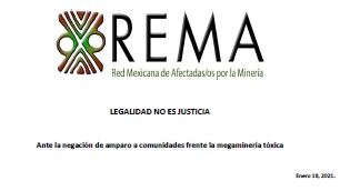 Comunicado REMA: LEGALIDAD NO ES JUSTICIA. Ante la negación de amparo a comunidades frente la megaminería tóxica