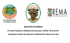 BOLETIN DE PRENSA El Frente Popular en Defensa del Soconusco  (FPDS) “20 de Junio”                                            ¡Cumplimos 6 años de lucha por la defensa de la tierra y los ríos!