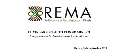 COMUNICADO REMA «EL CINISMO DEL AUTO ELOGIO MINERO. Más premios a la devastación de los territorios»