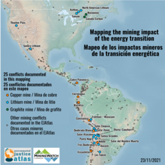 Lanzamiento  de un nuevo mapa interactivo que destaca los impactos negativos de la  minería «verde» en el continente americano y las comunidades que se  organizan para una transición justa