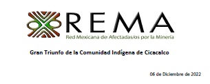 Comunicado REMA «Gran Triunfo de la Comunidad Indígena de Cicacalco»