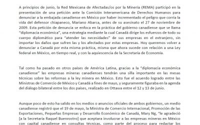 Comunicado REMA: La Trampa de la Diplomacia Económica Canadiense en la discusión de las Reformas a la Ley Minera