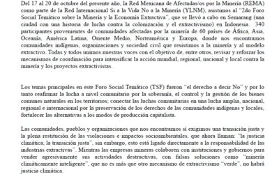 Comunicado REMA: “Pueblos del mundo gritan por el derecho a decir: NO a la minería en sus territorios”