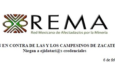 COMUNICADO REMA «EL RAN EN CONTRA DE LAS Y LOS CAMPESINOS DE ZACATECAS. Niegan a ejidatari@s credenciales»