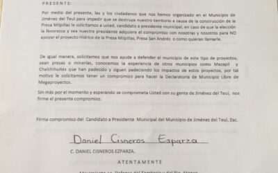 Comunicado «Exigimos que los presidentes municipales electos en Jiménez del Teul y Sombrerete cumplan su compromiso»